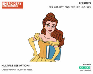 Belle, Book - Disney's Beauty & The Beast - Embroidery Design in 3 sizes & 8 formats