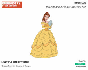 Belle, Mirror - Disney's Beauty & The Beast - Embroidery Design in 3 sizes & 8 formats