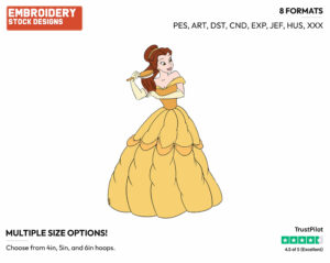 Belle Brushing Hair - Disney's Beauty & The Beast - Embroidery Design in 3 sizes & 8 formats