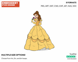 Belle, Rose - Disney's Beauty & The Beast - Embroidery Design in 3 sizes & 8 formats