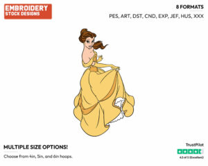 Belle - Disney's Beauty & The Beast - Embroidery Design in 3 sizes & 8 formats