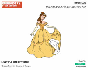 Belle - Disney's Beauty & The Beast - Embroidery Design in 3 sizes & 8 formats
