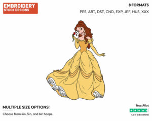 Belle, Rose - Disney's Beauty & The Beast - Embroidery Design in 3 sizes & 8 formats