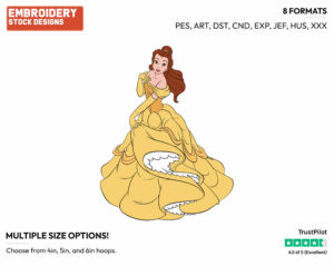 Belle - Disney's Beauty & The Beast - Embroidery Design in 3 sizes & 8 formats