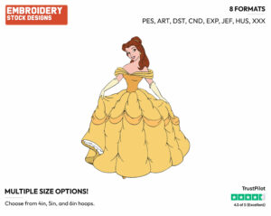 Belle - Disney's Beauty & The Beast - Embroidery Design in 3 sizes & 8 formats
