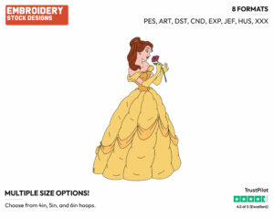 Belle, Rose - Disney's Beauty & The Beast - Embroidery Design in 3 sizes & 8 formats