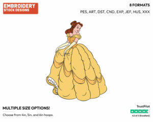 Belle - Disney's Beauty & The Beast - Embroidery Design in 3 sizes & 8 formats