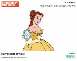 Belle, Magic Mirror - Disney's Beauty & The Beast - Embroidery Design in 3 sizes & 8 formats