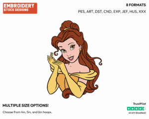 Belle - Disney's Beauty & The Beast - Embroidery Design in 3 sizes & 8 formats