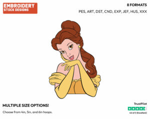 Belle - Disney's Beauty & The Beast - Embroidery Design in 3 sizes & 8 formats