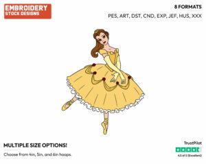 Ballerina Belle - Disney's Beauty & The Beast - Embroidery Design in 3 sizes & 8 formats