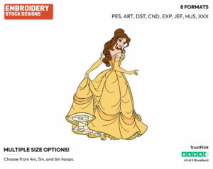 Belle - Disney's Beauty & The Beast - Embroidery Design in 3 sizes & 8 formats