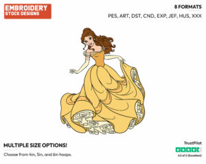 Belle - Disney's Beauty & The Beast - Embroidery Design in 3 sizes & 8 formats