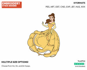 Belle - Disney's Beauty & The Beast - Embroidery Design in 3 sizes & 8 formats