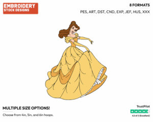 Belle - Disney's Beauty & The Beast - Embroidery Design in 3 sizes & 8 formats