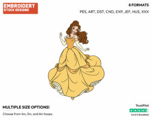 Belle - Disney's Beauty & The Beast - Embroidery Design in 3 sizes & 8 formats