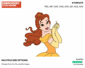 Pretty Belle - Disney's Beauty & The Beast - Embroidery Design in 3 sizes & 8 formats