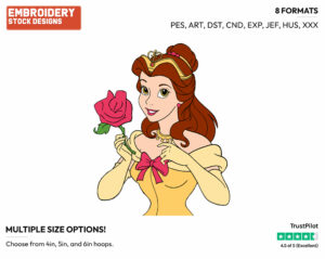Belle, Rose - Disney's Beauty & The Beast - Embroidery Design in 3 sizes & 8 formats