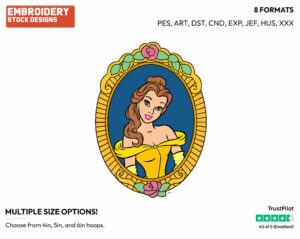 Belle - Disney's Beauty & The Beast - Embroidery Design in 3 sizes & 8 formats