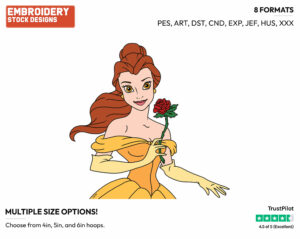 Belle, Rose - Disney's Beauty & The Beast - Embroidery Design in 3 sizes & 8 formats