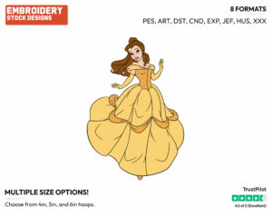 Belle - Disney's Beauty & The Beast - Embroidery Design in 3 sizes & 8 formats