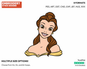 Belle's Face - Disney's Beauty & The Beast - Embroidery Design in 3 sizes & 8 formats