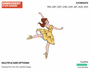Ballerina Belle - Disney's Beauty & The Beast - Embroidery Design in 3 sizes & 8 formats