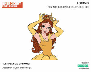 Belle Putting On Crown - Disney's Beauty & The Beast - Embroidery Design in 3 sizes & 8 formats