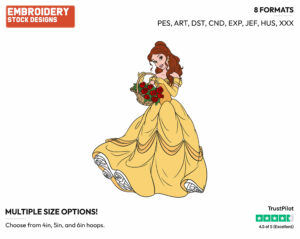 Belle, Basket Of Roses - Disney's Beauty & The Beast - Embroidery Design in 3 sizes & 8 formats