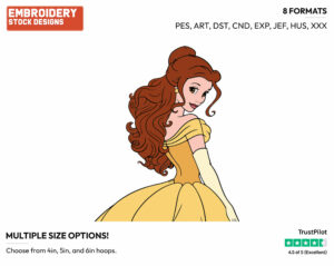 Pretty Belle - Disney's Beauty & The Beast - Embroidery Design in 3 sizes & 8 formats