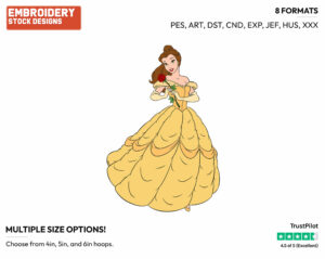 Belle, Rose - Disney's Beauty & The Beast - Embroidery Design in 3 sizes & 8 formats