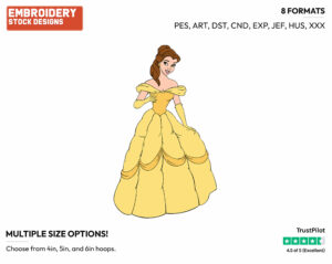 Belle - Disney's Beauty & The Beast - Embroidery Design in 3 sizes & 8 formats