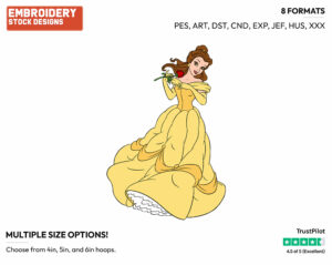 Belle - Disney's Beauty & The Beast - Embroidery Design in 3 sizes & 8 formats
