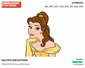 Pretty Belle - Disney's Beauty & The Beast - Embroidery Design in 3 sizes & 8 formats