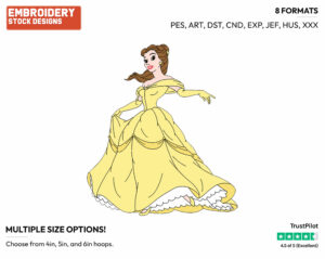 Belle - Disney's Beauty & The Beast - Embroidery Design in 3 sizes & 8 formats