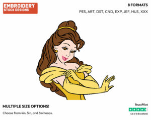Belle Pulling On Glove - Disney's Beauty & The Beast - Embroidery Design in 3 sizes & 8 formats