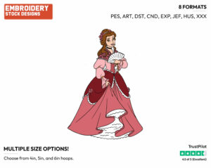 Belle - Disney's Beauty & The Beast - Embroidery Design in 3 sizes & 8 formats