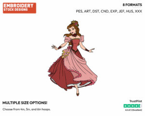 Belle - Disney's Beauty & The Beast - Embroidery Design in 3 sizes & 8 formats