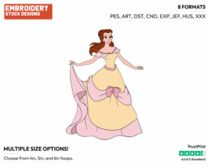 Belle - Disney's Beauty & The Beast - Embroidery Design in 3 sizes & 8 formats