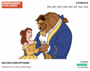 Belle, Beast - Disney's Beauty & The Beast - Embroidery Design in 3 sizes & 8 formats