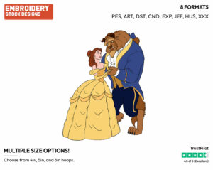 Belle, Beast - Disney's Beauty & The Beast - Embroidery Design in 3 sizes & 8 formats