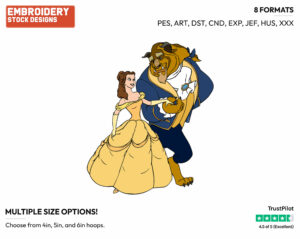 Belle, Beast - Disney's Beauty & The Beast - Embroidery Design in 3 sizes & 8 formats