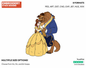 Belle, Beast - Disney's Beauty & The Beast - Embroidery Design in 3 sizes & 8 formats
