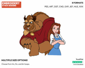 Belle, Beast - Disney's Beauty & The Beast - Embroidery Design in 3 sizes & 8 formats