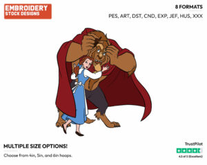 Belle, Beast - Disney's Beauty & The Beast - Embroidery Design in 3 sizes & 8 formats