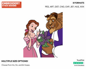 Beast Gives Belle A Present - Disney's Beauty & The Beast - Embroidery Design in 3 sizes & 8 formats