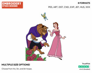 Belle, Beast - Disney's Beauty & The Beast - Embroidery Design in 3 sizes & 8 formats