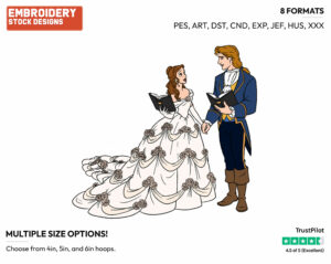 Belle, Prince Wedding - Disney's Beauty & The Beast - Embroidery Design in 3 sizes & 8 formats