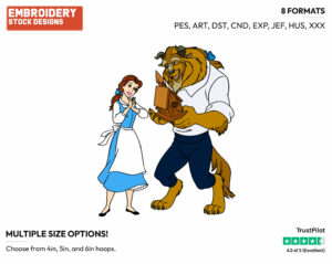 Belle, Beast - Disney's Beauty & The Beast - Embroidery Design in 3 sizes & 8 formats