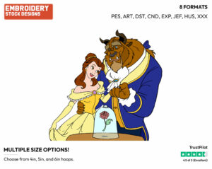 Belle, Beast - Disney's Beauty & The Beast - Embroidery Design in 3 sizes & 8 formats